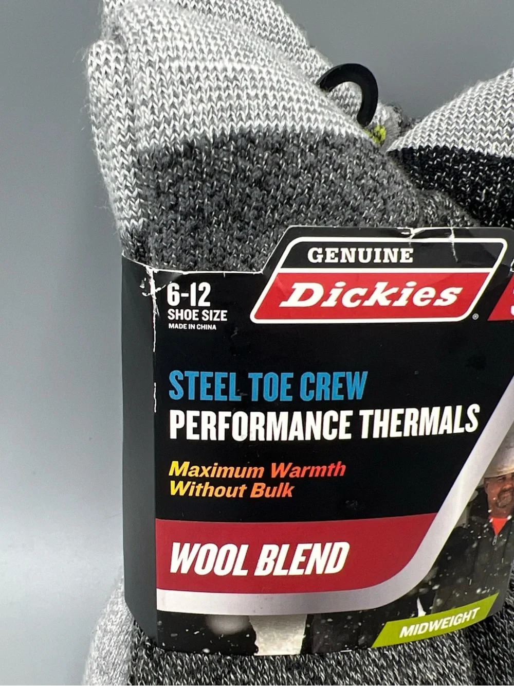 3 Pairs! Dickies Steel Toe Crew Performance Thermals Socks. Midweight, Sz 6-12